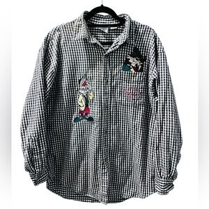 Looney Tunes Vintage 90's Embroidered Button Down Shirt Bugs Bunny Size Large